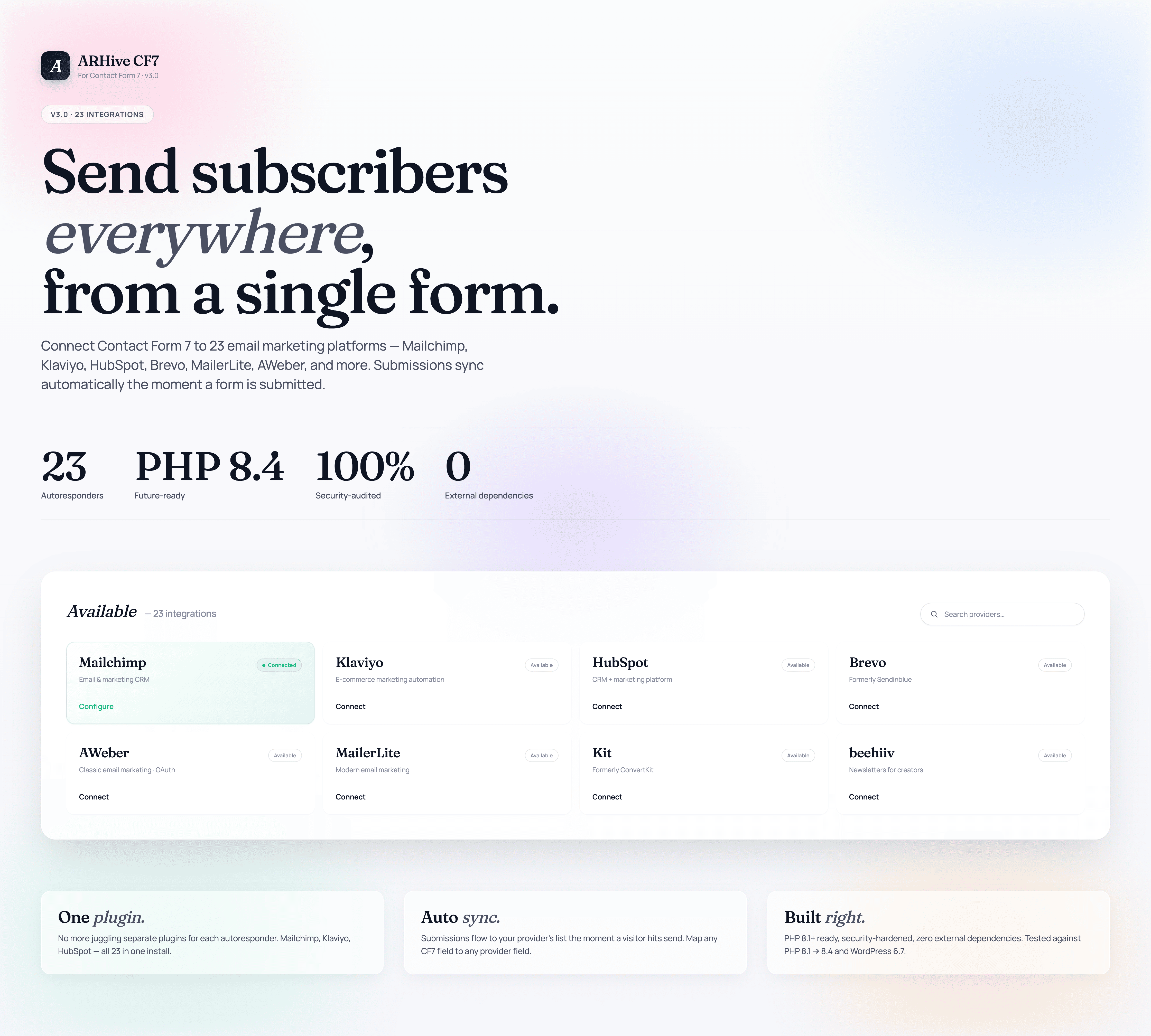 AR hive CF7 Autoresponder Integration WordPress Plugin